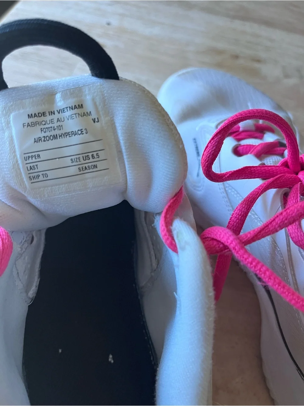Nike Air Zoom Hyperace 3 Volleyball Shoes- White with Pink Laces